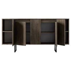 Credenza Arta, 160x35h80 cm, Noce e Nero<Dmora Online