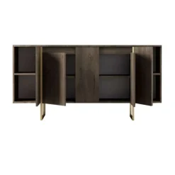 Credenza Arta, 160x35h80 cm, Noce e Oro<Dmora Fashion