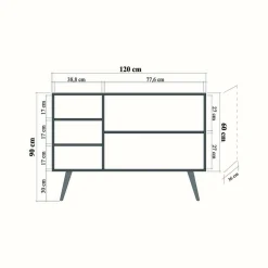 Credenza Arzumia, 120x36h90 cm,<Dmora Cheap