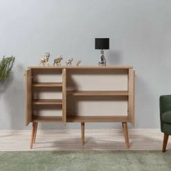 Credenza Arzumia, 120x36h90 cm, Quercia e Multicolore<Dmora New
