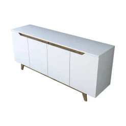 Credenza Ascaro, 180x45h79 cm, Bianco e Noce<Dmora Store