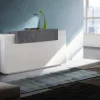 Credenza Aschly, cm 160x45h86, Bianco lucido e Ardesia<Dmora Outlet