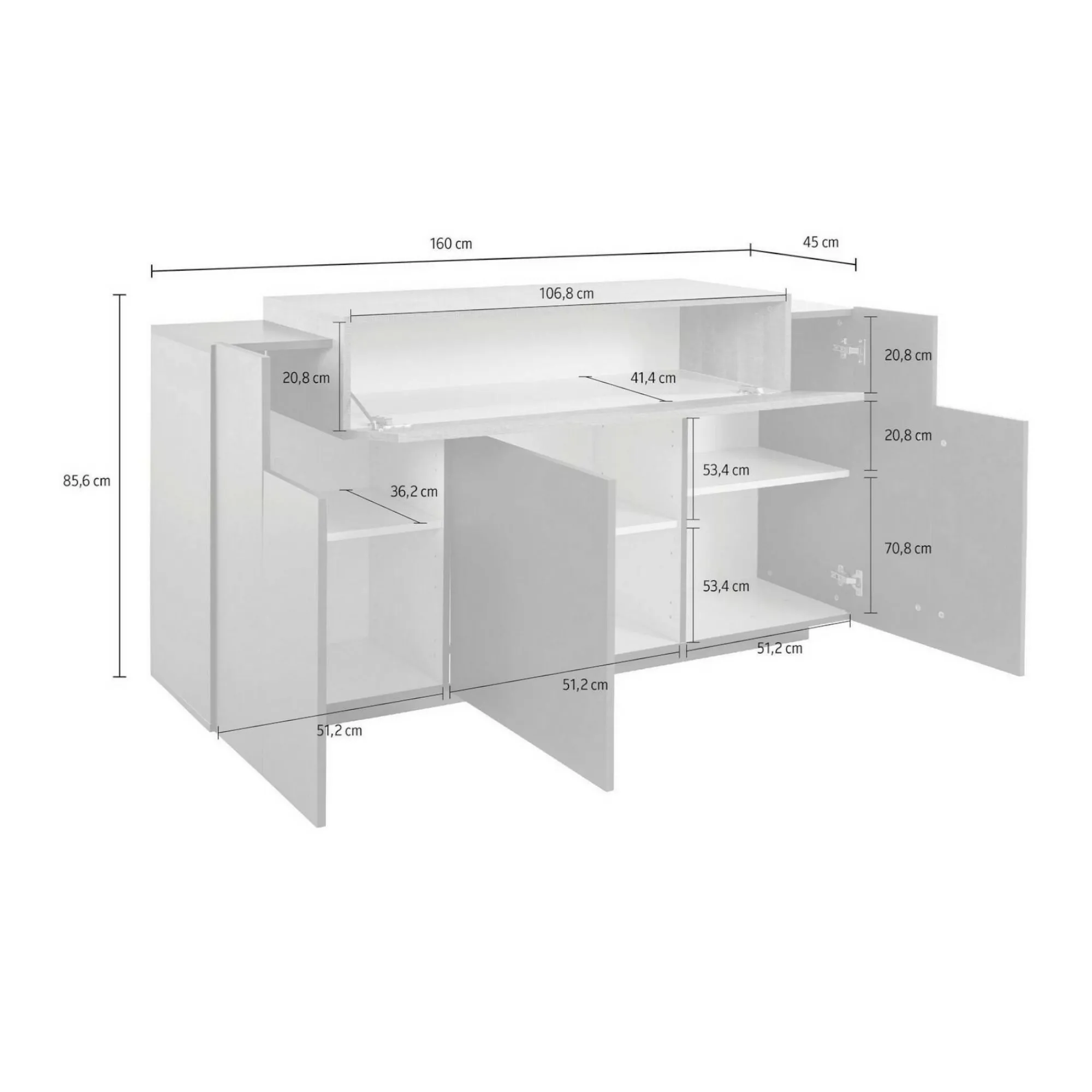 Credenza Aschly, cm 160x46h85,<Dmora Shop