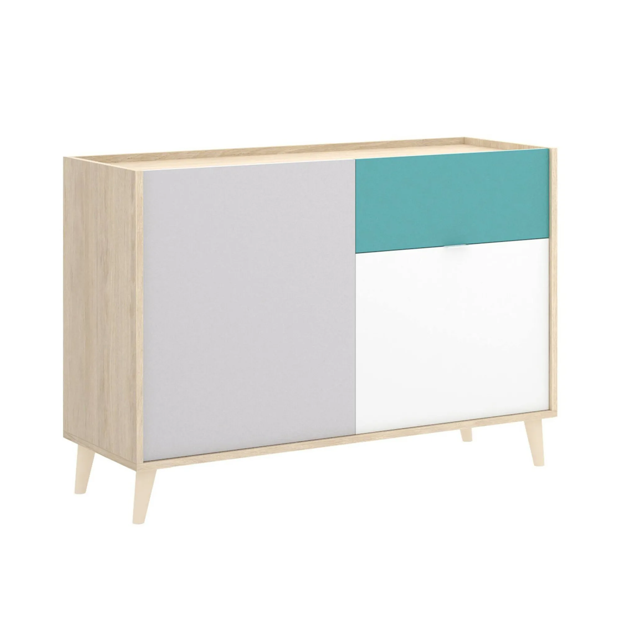 Credenza Ascot, 105x43h75 cm, Bianco e Rovere<Dmora New