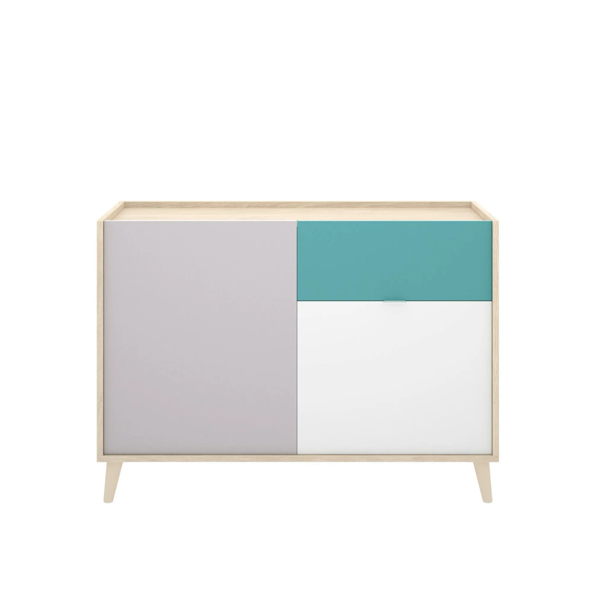 Credenza Ascot, 105x43h75 cm, Bianco e Rovere<Dmora New