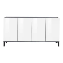 Credenza Ashley, cm 160x40h82, Bianco lucido e Ardesia<Dmora Online