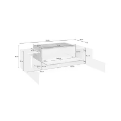 Credenza Aspera, cm 120x45h46, Bianco lucido e Acero<Dmora Flash Sale