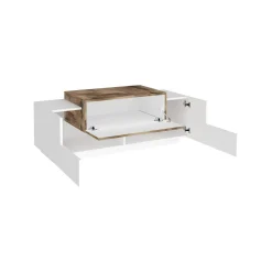 Credenza Aspera, cm 120x45h46, Bianco lucido e Acero<Dmora Flash Sale