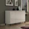 Credenza Assinello, 138x40h90 cm, Bianco lucido e Antracite<Dmora Discount
