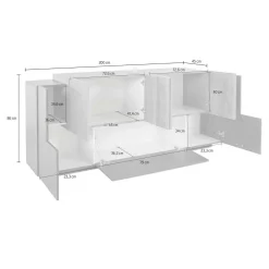 Credenza Astice, cm 200x45h86, Antracite e Acero<Dmora Cheap