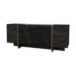 Credenza Asto, 180x47h76 cm, Nero e Oro<Dmora Sale