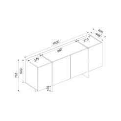 Credenza Asto, 180x47h76 cm, Nero e Oro<Dmora Sale