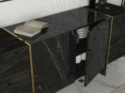 Credenza Asto, 180x47h76 cm, Nero e Oro<Dmora Sale
