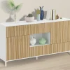 Credenza Atessa, 151x41h80 cm, Rovere e Bianco lucido<Dmora Shop