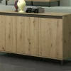 Credenza Attilius, 138x40h90 cm, Bianco lucido e Antracite<Dmora Best
