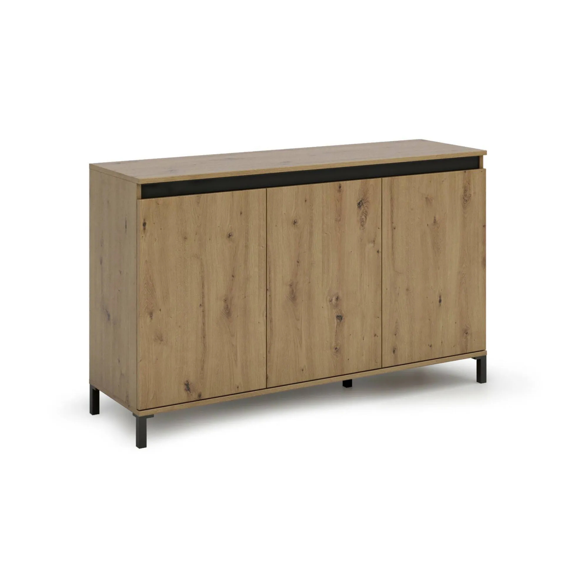 Credenza Attilius, 138x40h90 cm, Bianco lucido e Antracite<Dmora Best