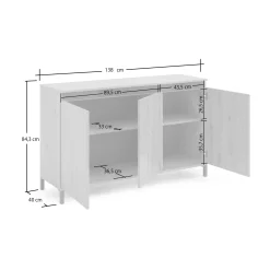 Credenza Attilius, 138x40h90 cm, Bianco lucido e Antracite<Dmora Best