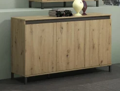Credenza Attilius, 138x40h90 cm, Bianco lucido e Antracite<Dmora Best