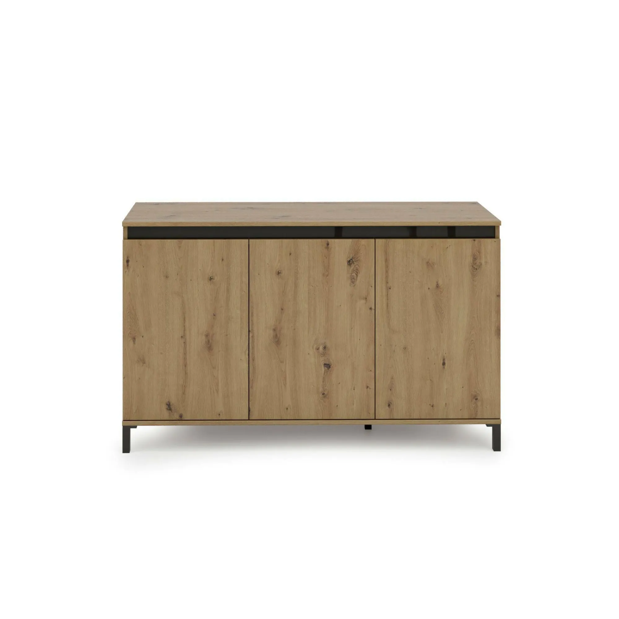 Credenza Attilius, 138x40h90 cm, Bianco lucido e Antracite<Dmora Best