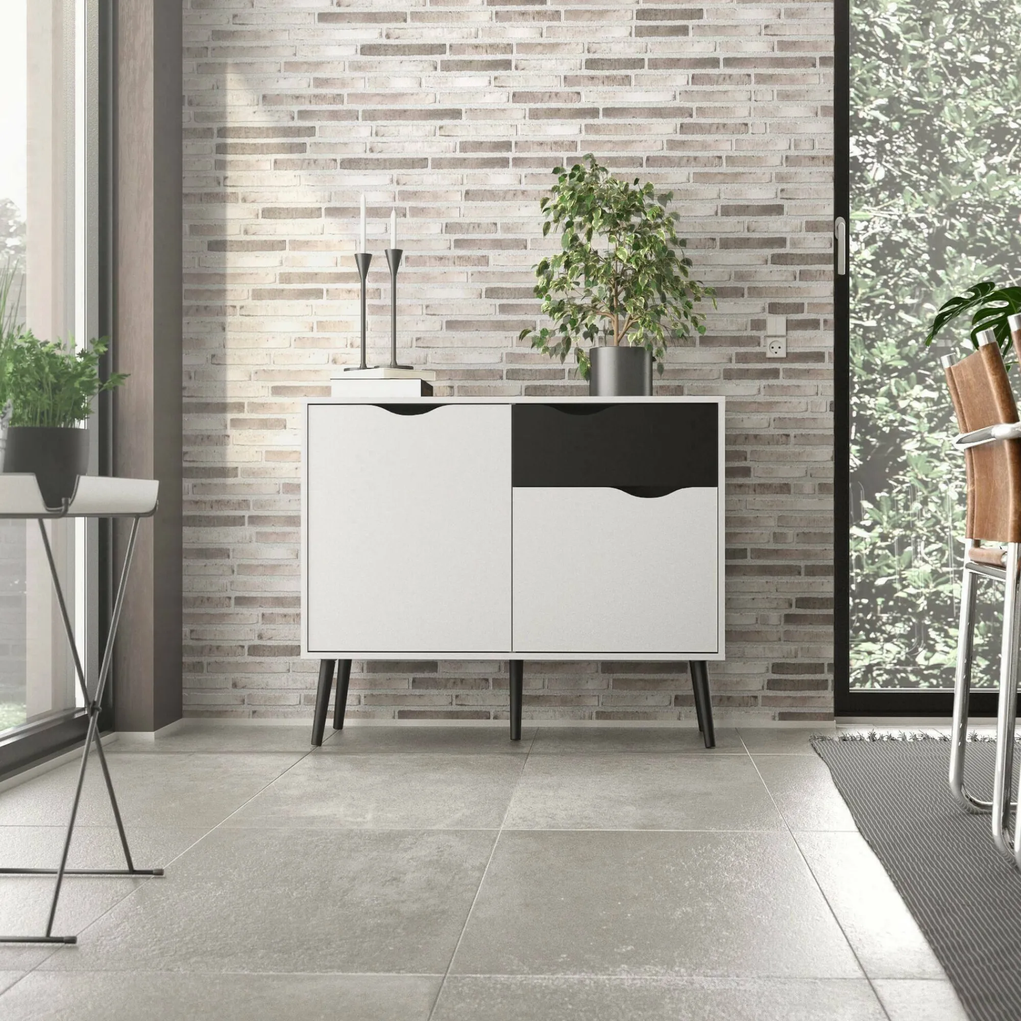 Credenza Audit, 98x39 h81 cm, Bianco e Nero<Dmora Fashion