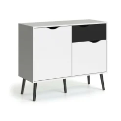Credenza Audit, 98x39 h81 cm, Bianco e Nero<Dmora Fashion