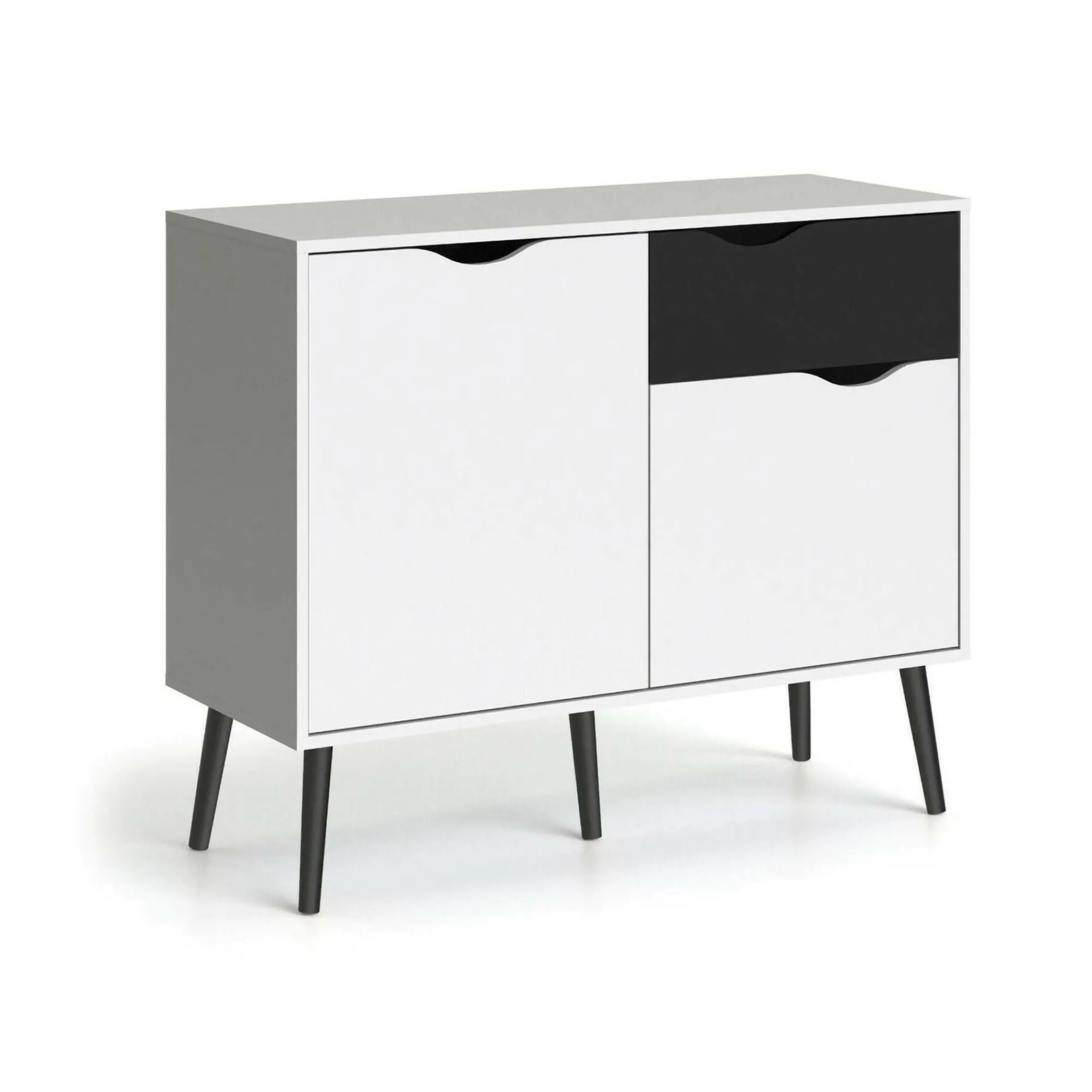 Credenza Audit, 98x39 h81 cm, Bianco e Nero<Dmora Fashion