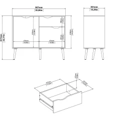 Credenza Audit, 98x39 h81 cm, Bianco e Quercia<Dmora New