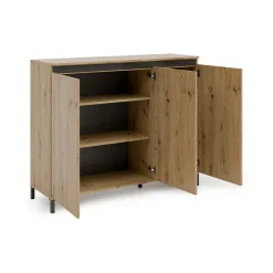 Credenza Averara, 138x110h40 cm, Bianco lucido e Antracite<Dmora Flash Sale