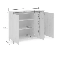 Credenza Averara, 138x110h40 cm, Bianco lucido e Antracite<Dmora Flash Sale