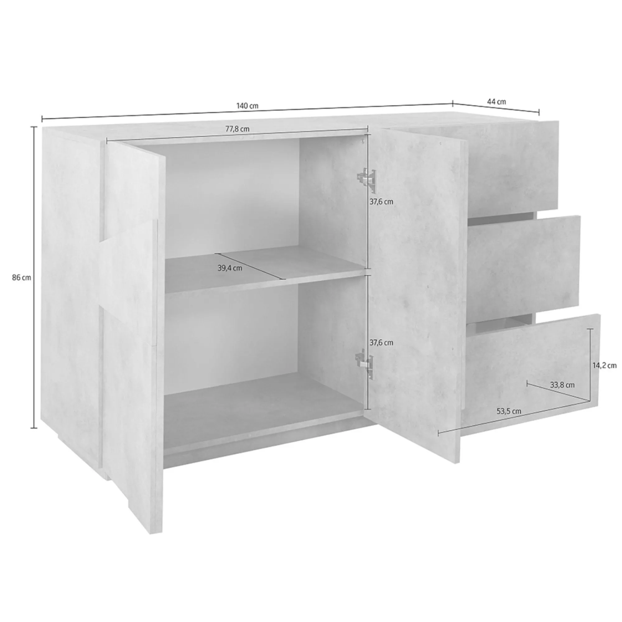 Credenza Aydee, cm 143x44h86,<Dmora Clearance