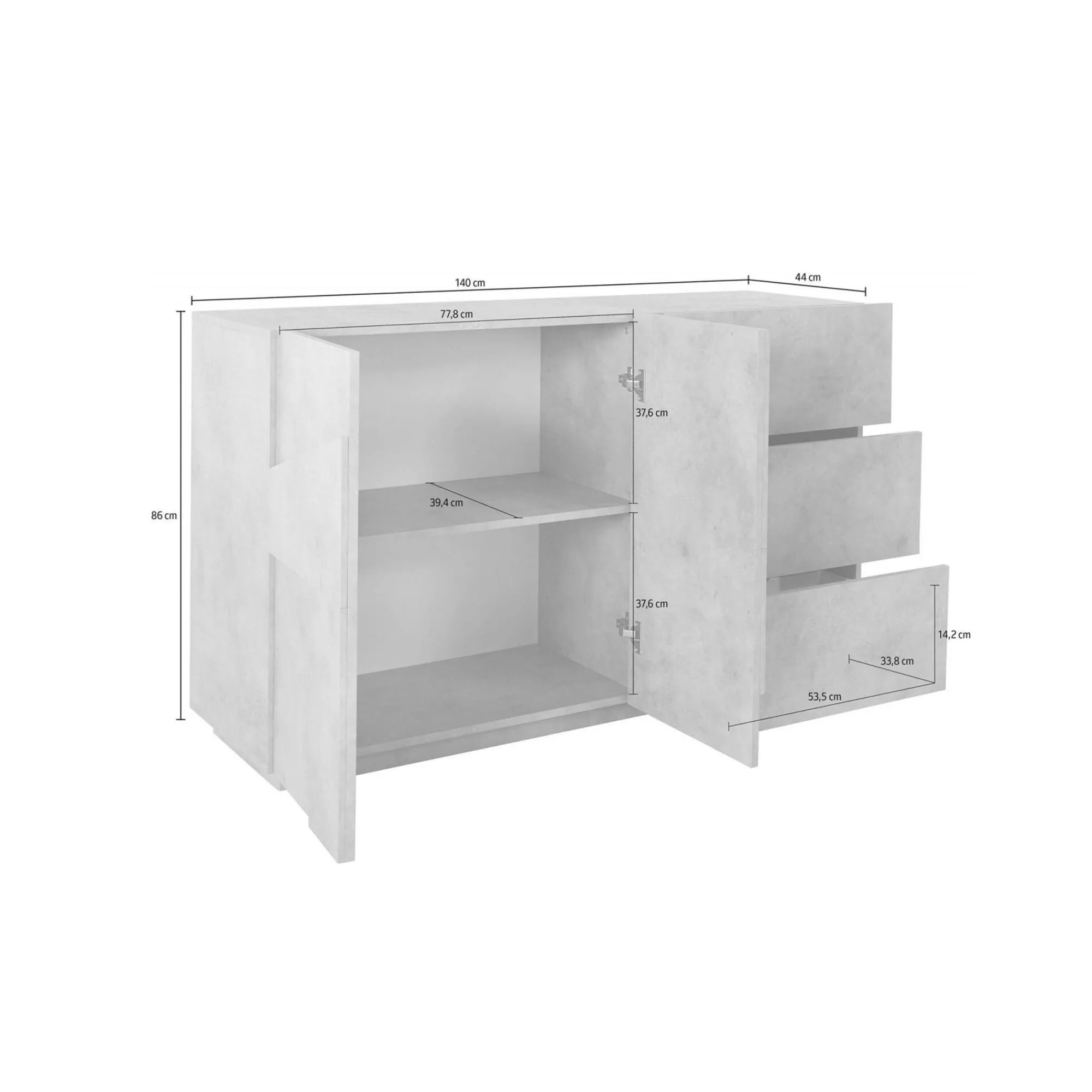 Credenza Aydee, cm 143x44h86,<Dmora Store
