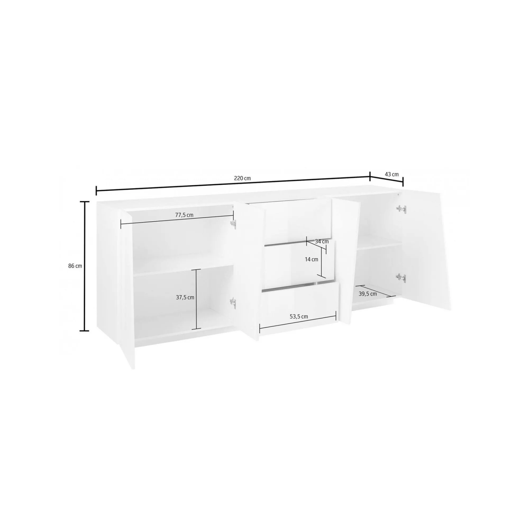 Credenza Ayrton, cm 220x43h86,<Dmora Flash Sale