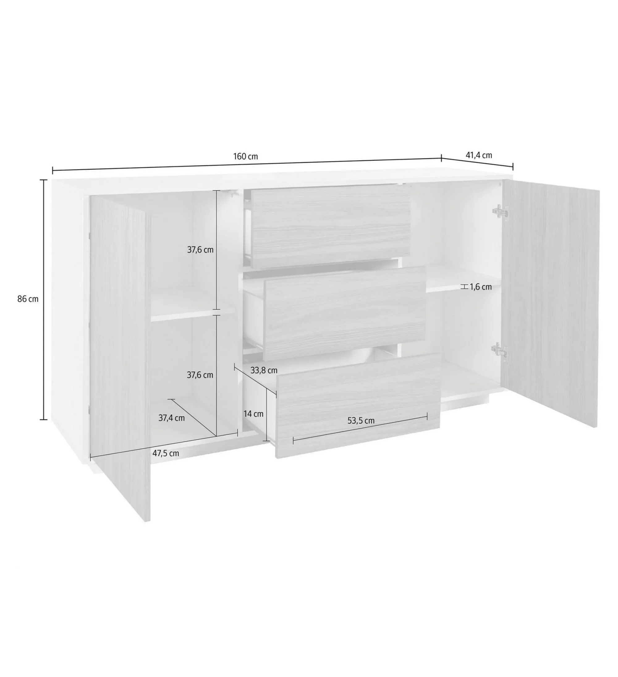 Credenza Aysha, cm 160x41h86,<Dmora Shop