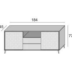 Credenza Azis, 184x45h77 cm, Bianco e Cemento<Dmora Hot