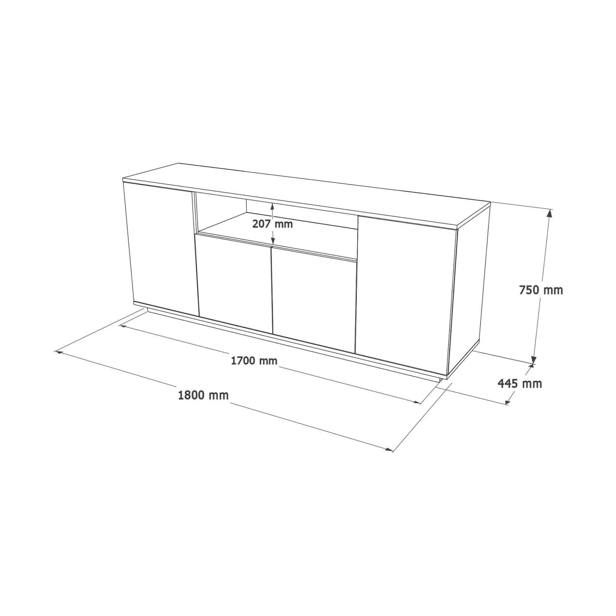Credenza Aziz, 180x45h75 cm, Quercia e Bianco<Dmora Sale