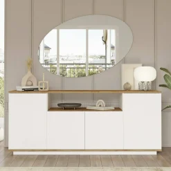Credenza Aziz, 180x45h75 cm, Quercia e Bianco<Dmora Sale