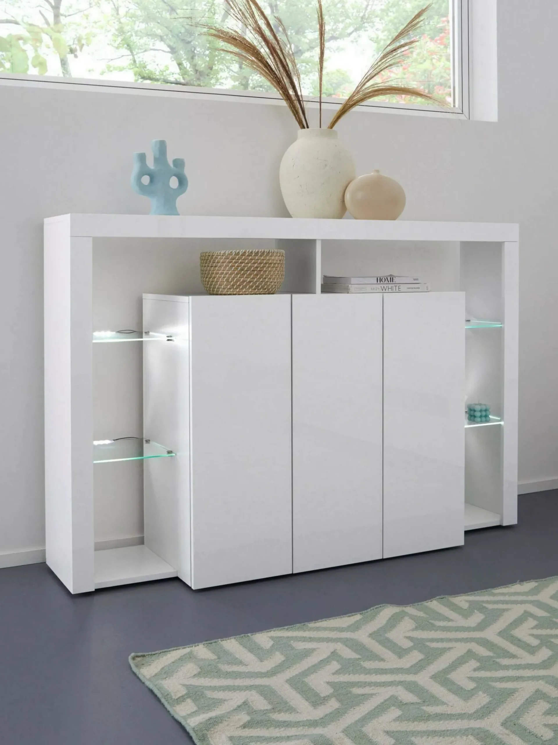 Credenza Bagnasco, 150x40h100 cm, lucido<Dmora Clearance