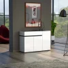 Credenza Bajardo, 120x42h80 cm, Bianco lucido e Antracite<Dmora Fashion