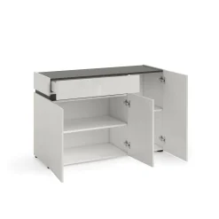 Credenza Bajardo, 120x42h80 cm, Bianco lucido e Antracite<Dmora Fashion