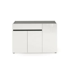 Credenza Bajardo, 120x42h80 cm, Bianco lucido e Antracite<Dmora Fashion