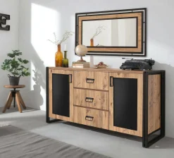 Credenza Baldo, 160x45 h80 cm, Quercia e Nero<Dmora Cheap