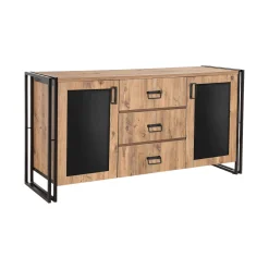 Credenza Baldo, 160x45 h80 cm, Quercia e Nero<Dmora Cheap