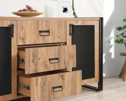 Credenza Baldo, 160x45 h80 cm, Quercia e Nero<Dmora Cheap