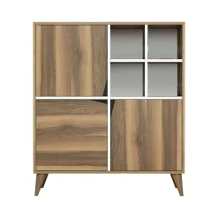 Credenza Barasso, 100x30h115 cm, Noce e Bianco<Dmora Online