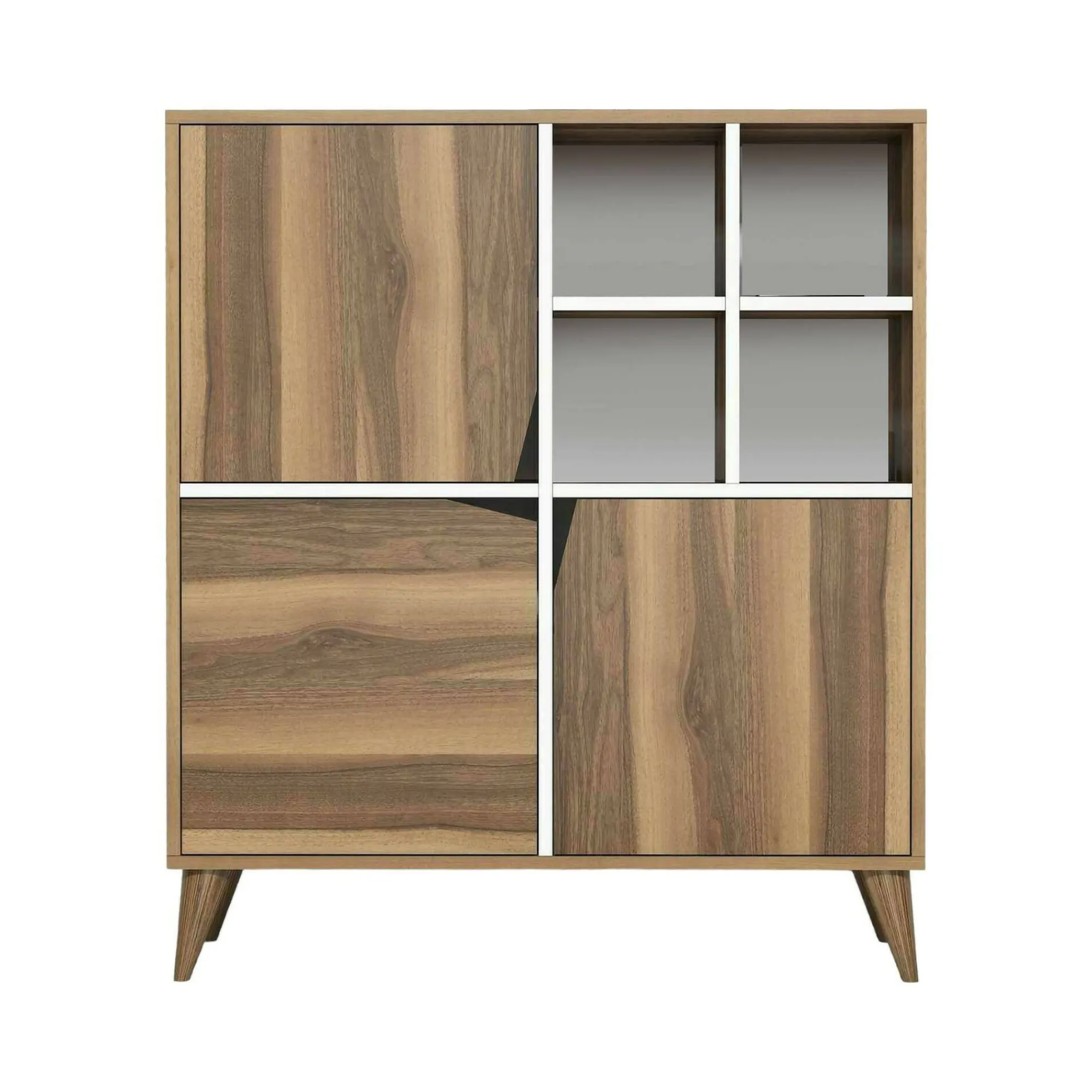 Credenza Barasso, 100x30h115 cm, Noce e Bianco<Dmora Online