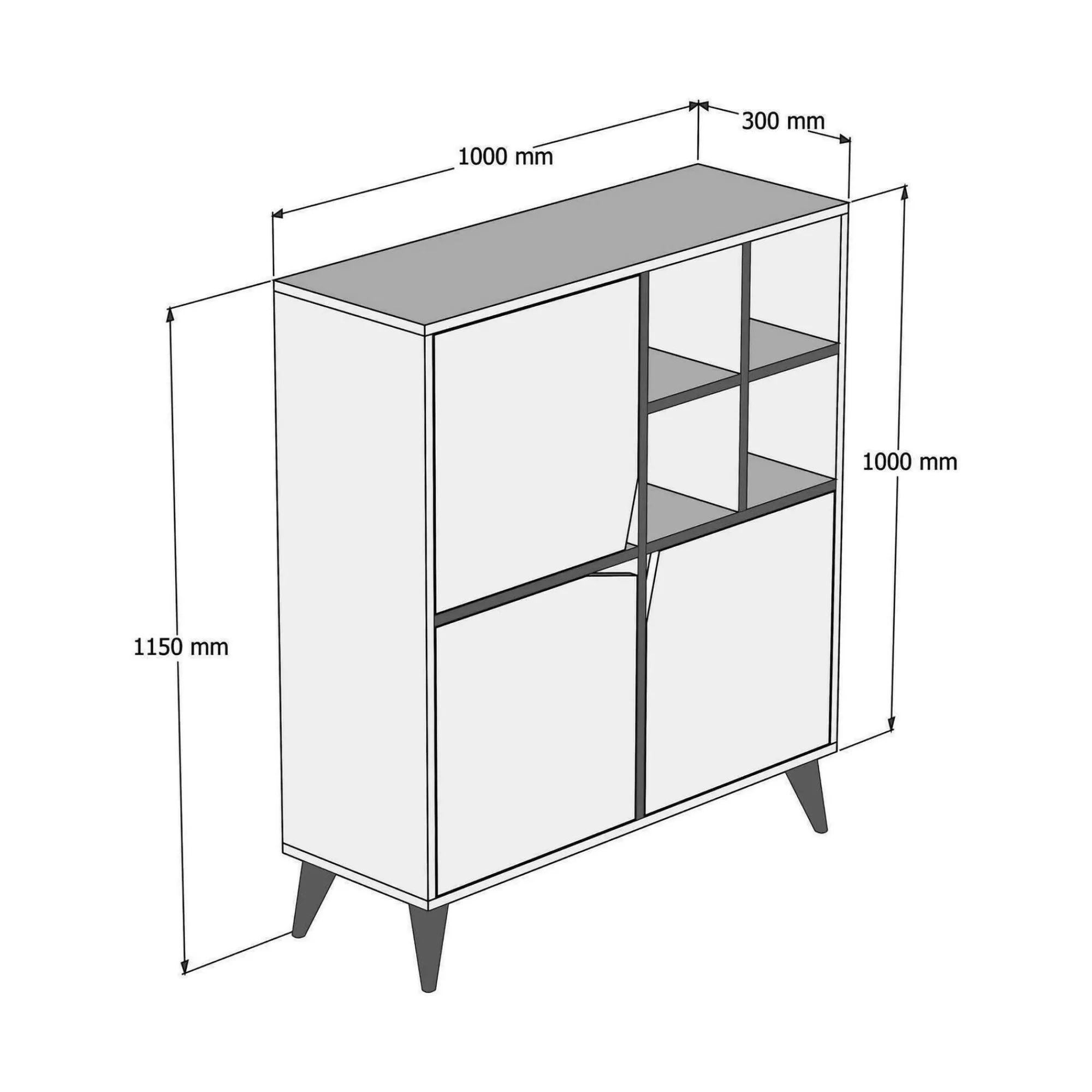 Credenza Barasso, 100x30h115 cm, Noce e Bianco<Dmora Online
