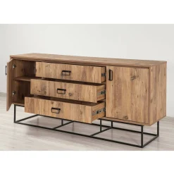 Credenza Barrea, Quercia e Nero, 180x45h80 cm<Dmora Cheap
