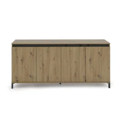 Credenza Basiano, 184x90h40 cm, Bianco lucido e Antracite<Dmora New