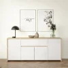 Credenza Basile, 48x197 h84 cm, Rovere e Bianco<Dmora Store
