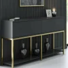 Credenza Basilia, 150x30h80 cm, Antracite e Oro<Dmora Online